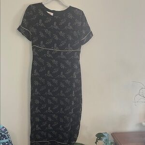 Vintage Talbots‎ Maci Dress Empire Waist Floral Black Chiffon 90s Feminine